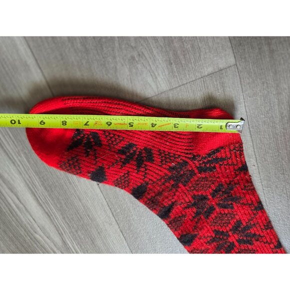 Red & Black Wool Knee High Socks With Nordic Pattern L - Picture 5 of 6